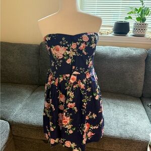 No Boundaries Strapless Dress with Floral Design